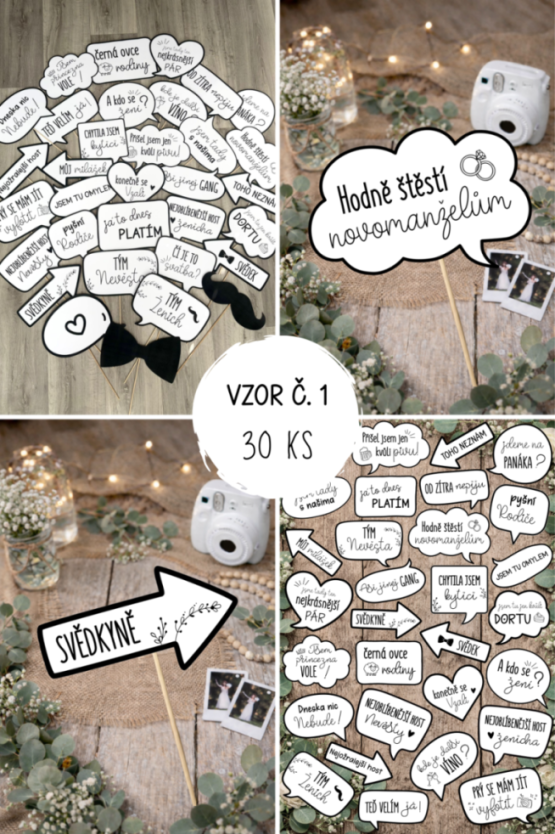 Svatební rekvizity do fotokoutku - vzor č. 1