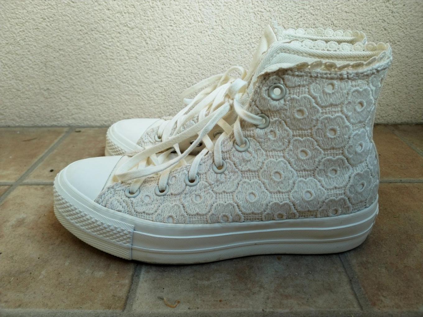 Svatební Converse kecky All Star Lift Platform Crochet