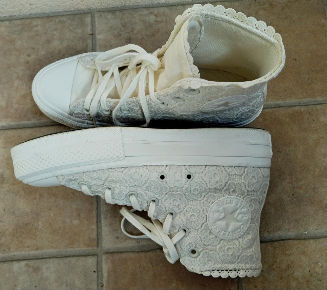 Svatební Converse kecky All Star Lift Platform Crochet